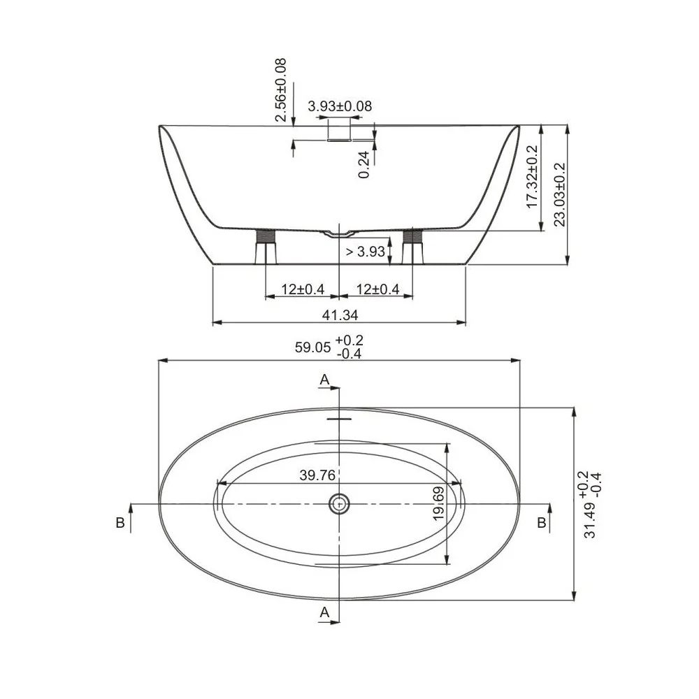 White Free Standing Acrylic Bathtub 59" x 31.5" x 23" - Image 3